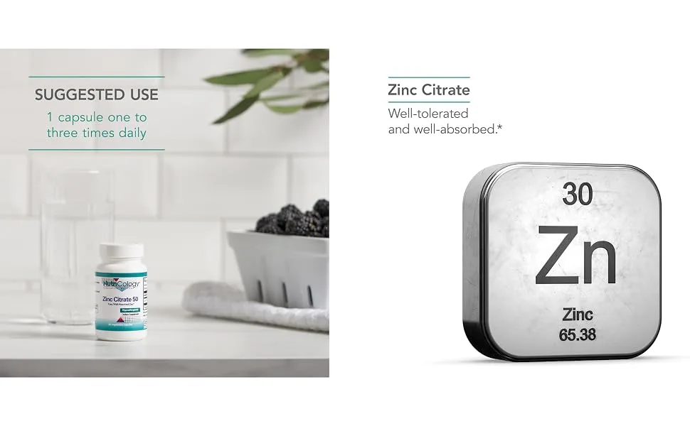 Nutricology Zinc Citrate 50 60 Vegetarian Capsules - 50290