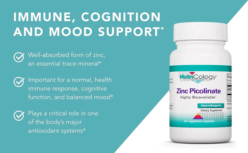 Nutricology Zinc Picolinate 60 Vegetarian Capsules - Nutricology 50300