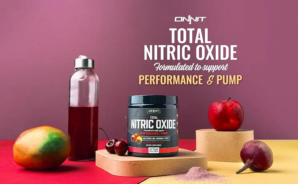 Onnit Total Nitric Oxide Harvest Fruit Flavor 8.32 oz (236 g) - onnit glutamine creatine nsf bcaa gut lglutamine glutamate hempforce new now alpha amino bcca