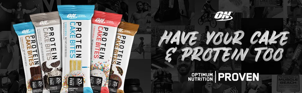 Optimum Nutrition Protein Cake Bites Chocolate Frosted Donut 9 Bars 2.29 oz (65 g) Each - cake