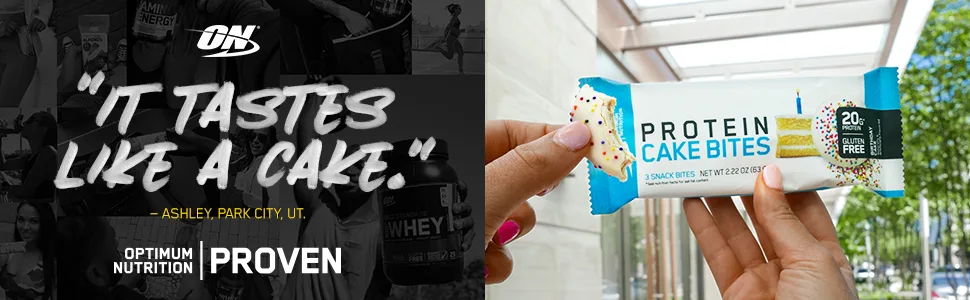 Optimum Nutrition Protein Cake Bites Chocolate Frosted Donut 9 Bars 2.29 oz (65 g) Each - cake
