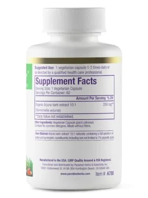 Paradise Herbs Arjuna 60 Vegetarian Capsules - Paradise Herbs - Arjuna - Help Support A Healthy Heart & Cardiovascular System - 60 Count