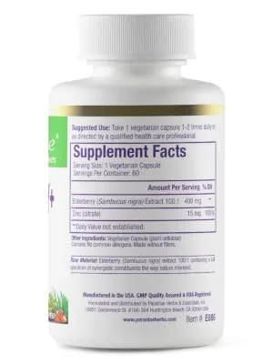 Paradise Herbs Earth's Blend Elderberry+ with Zinc 60 Vegetarian Capsules - Paradise Herbs
