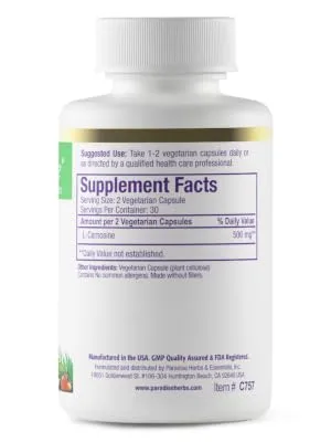 Paradise Herbs L-Carnosine 60 Vegetarian Capsules - Paradise Herbs