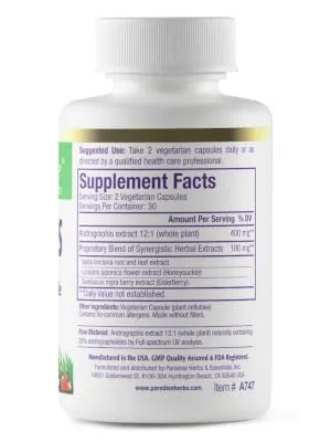 Paradise Herbs Ultimate Andrographis 60 Vegetarian Capsules - Andrographis