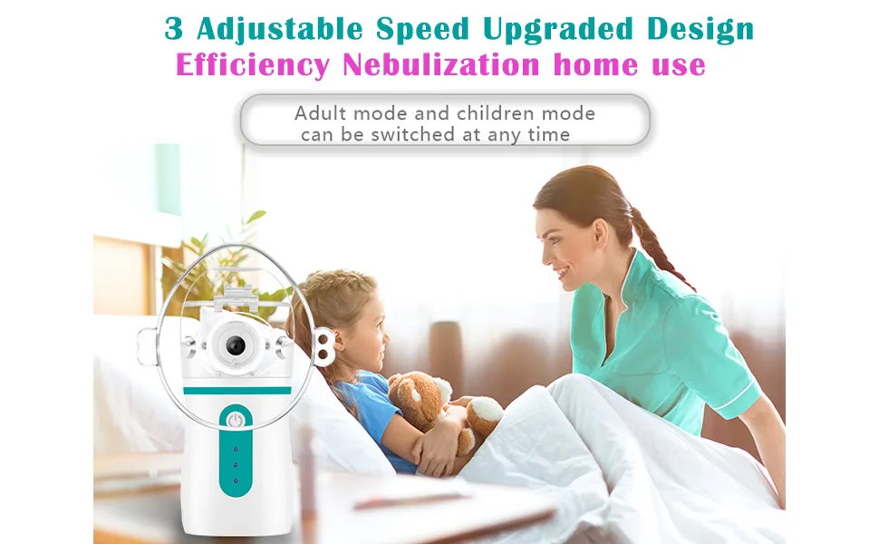 Portable Nebulizer with 3 Adjustable Speed, for Adults and Kids, Handheld Nebulizer for Breathing Problems, with Automatic-Cleaning, Laser Ultrafine Mesh Making, Effective for Home use - Nebulizer