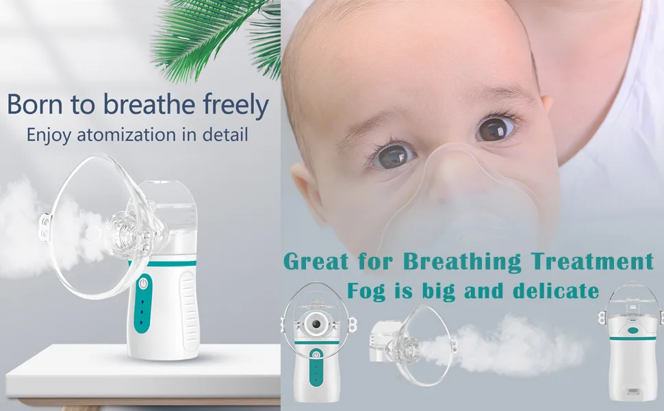 Portable Nebulizer with 3 Adjustable Speed, for Adults and Kids, Handheld Nebulizer for Breathing Problems, with Automatic-Cleaning, Laser Ultrafine Mesh Making, Effective for Home use - Nebulizer