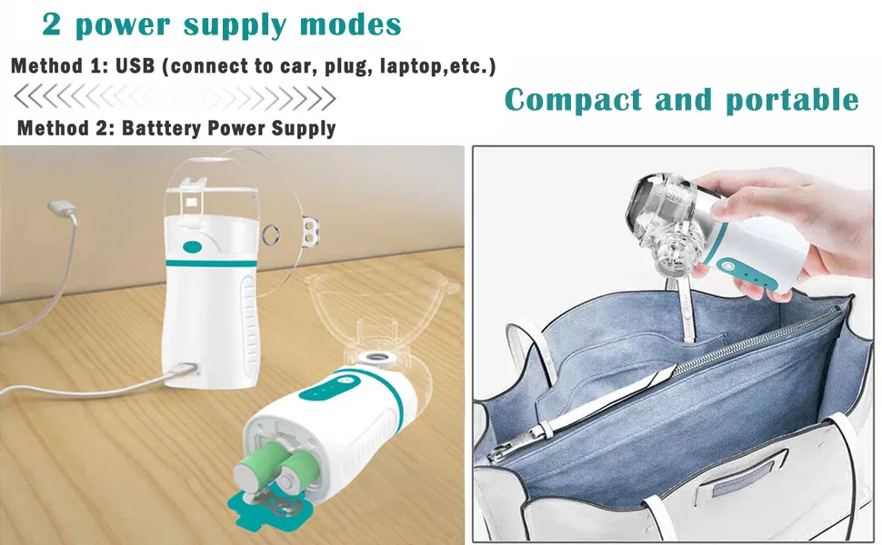 Portable Nebulizer with 3 Adjustable Speed, for Adults and Kids, Handheld Nebulizer for Breathing Problems, with Automatic-Cleaning, Laser Ultrafine Mesh Making, Effective for Home use - nebulizer
