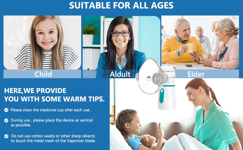 Portable Nebulizer with 3 Adjustable Speed, for Adults and Kids, Handheld Nebulizer for Breathing Problems, with Automatic-Cleaning, Laser Ultrafine Mesh Making, Effective for Home use - nebulizer
