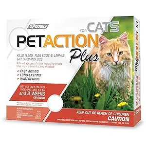 PetAction Plus For Cats 3 Doses - 0.017 fl oz Each - PetAction Plus for Cats