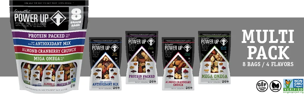 Power Up On-The-Go Snacking Assorted Flavors 8 Snack Packs 2.25 oz Each - Power Up, Trail Mix, 8 Pack