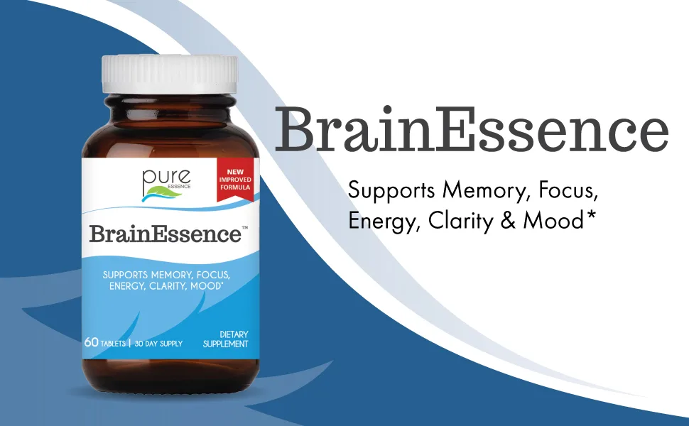 Pure Essence BrainEssence 60 Tablets - BrainEssence - supports memory, focus, energy, clarity and mood