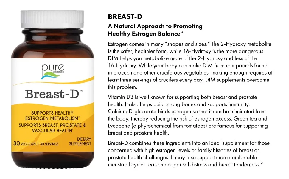 Pure Essence Breast-D 30 Vegi-Caps - Breast-D: a natural approach to promoting healthy estrogen balance