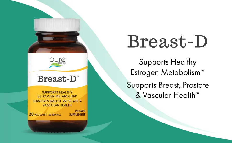 Pure Essence Breast-D 30 Vegi-Caps - Breast-D DIM and Vitamin D supplement to support estrogen balance