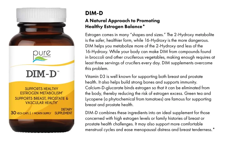 Pure Essence DIM-D 30 Vegi-Caps - DIM-D: a natural approach to promoting healthy estrogen balance