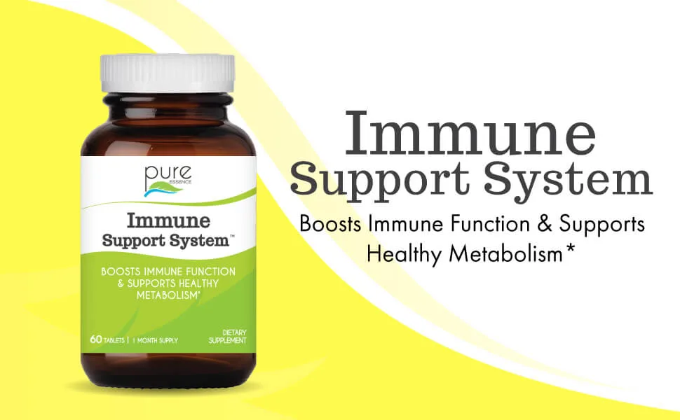 Pure Essence Immune Support System 60 Tablets - Immune Support Supplement With Mushrooms