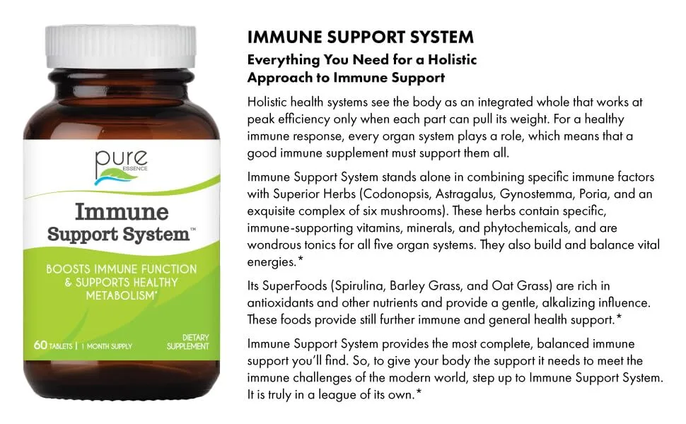 Pure Essence Immune Support System 60 Tablets - minerals maintain proper acid alkaline balance blood calcium teeth kidney brain soft tissues