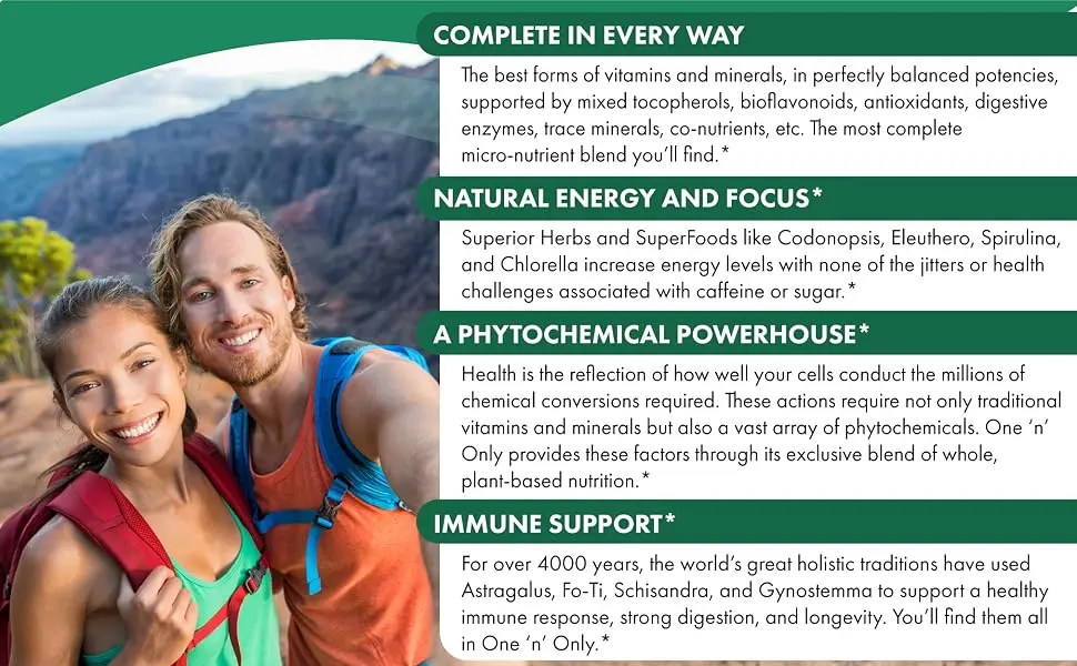 Pure Essence One 'n' Only 60 Tablets - Complete in every way, natural energy and focus, phytochemical powerhouse, immune support