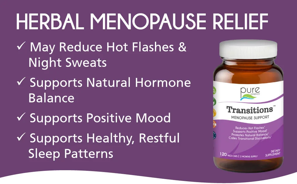 Pure Essence Transitions Menopause Support 120 Vegi-Caps - Menopause Supplements