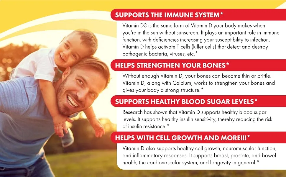 Pure Essence Vitamin-D 2000 IU 30 Vegi-Caps - Supports the immune system, healthy blood sugar levels, helps strengthen your bones and cell growth