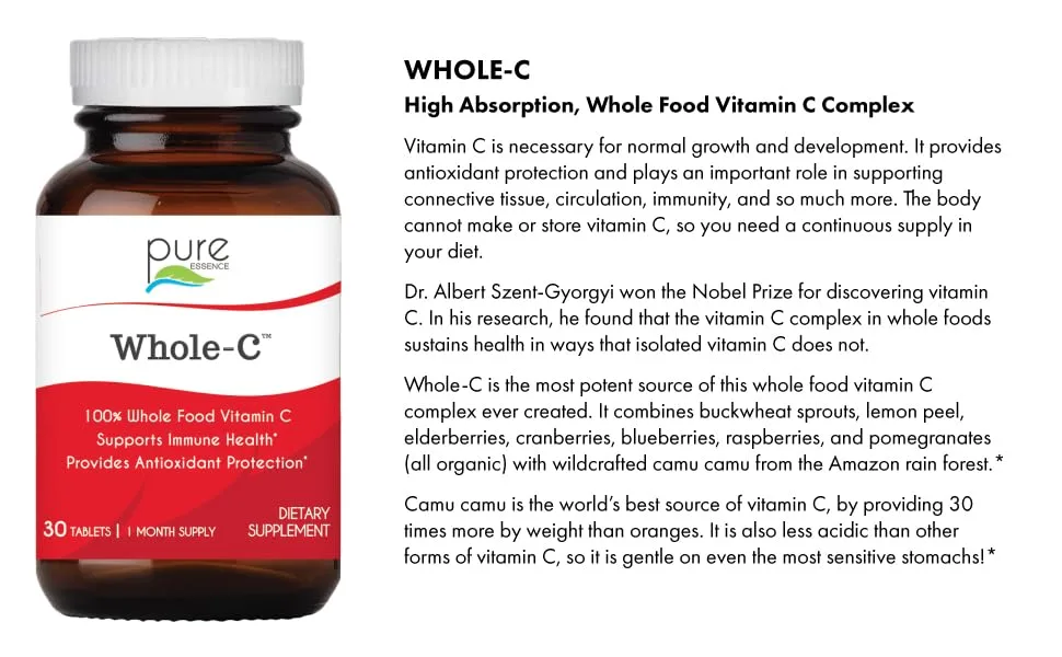 Pure Essence Whole C 30 Tablets - Whole-C: high absorption, whole food vitamin c complex