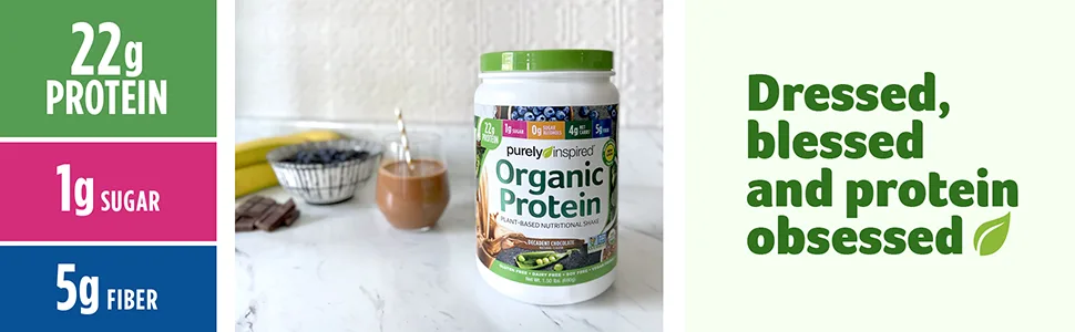 Purely Inspired Organic Protein Plant-Based Nutrition Decadent Chocolate 1.5 lbs (680 g) - Organic Protein Chocolate