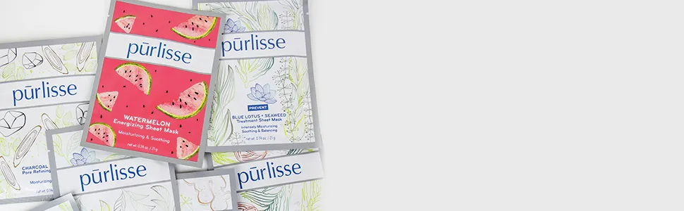 Purlisse Blue Lotus + Seaweed Treatment Sheet Mask 6 Masks 0.74 oz (21 g) Each - sheet mask