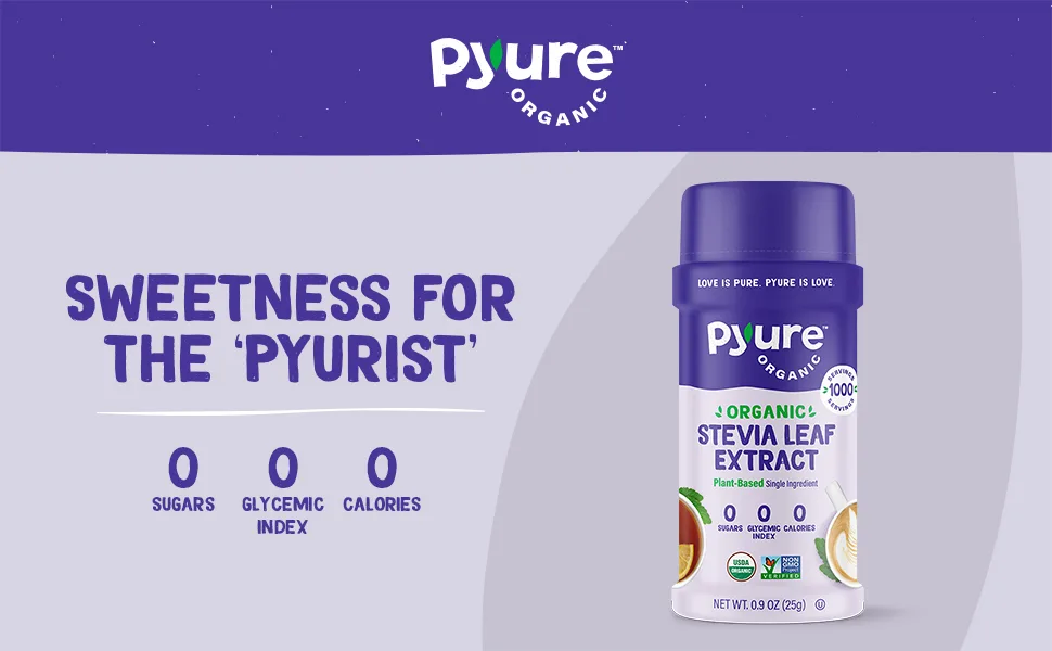Pyure Organic Stevia Extract Powdered Sweetener 0.9 oz (25.5 g) - Pyure Organic Stevia Leaf Extract. Sweetness for the Purist.