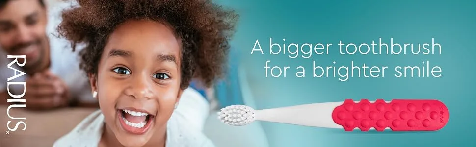 RADIUS Totz Plus Brush 3 Years + Extra Soft Blue Yellow 1 Toothbrush - A bigger toothbrush for a brighter smile