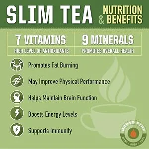 RAPIDFIRE SlimTea 14 Day Herbal Teatox Matcha Tea Real Lemon Flavor 14 Tea Bags - benefits tea vitamins minerals nutrients