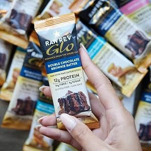 Raw Rev Glo Chocolate Chip Cookie Dough 12 Bars 1.6 oz (46 g) Each - brownie