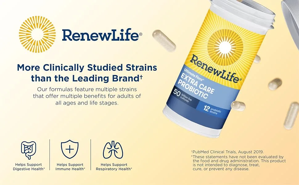 Renew Life Extra Care Go-Pack Ultimate Flora Probiotic 50 Billion Live Cultures 30 Vegetarian Capsules - probiotics supplement;probiotics for women;nutritional supplements;nutritional yeast