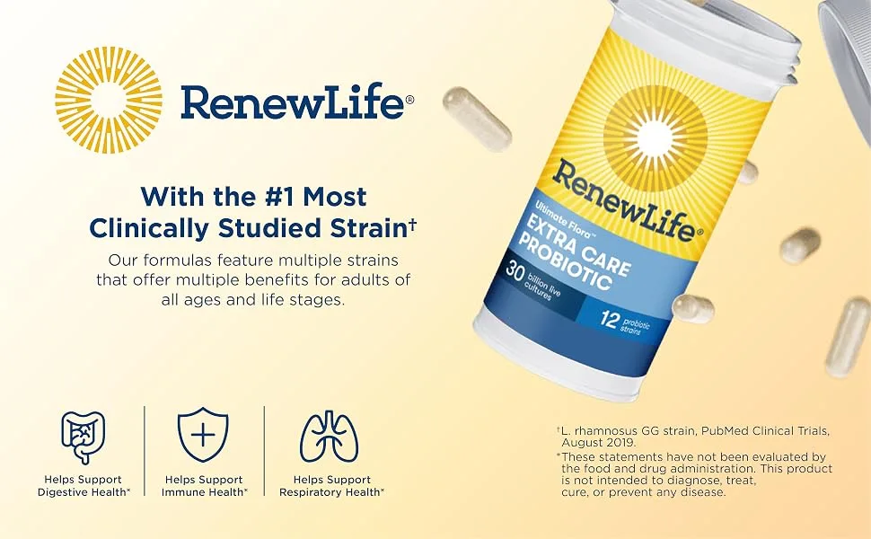 Renew Life Ultimate Flora Probiotic Extra Care Go-Pack 30 Billion Live Cultures 30 Vegetarian Capsules - Extra care probiotics