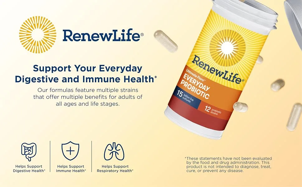 Renew Life Ultimate Flora Everyday Probiotic 15 Billion Live Cultures 30 Vegetarian Capsules - probiotics;children probiotics;probiotics supplement;probiotics for women;probiotics for kids