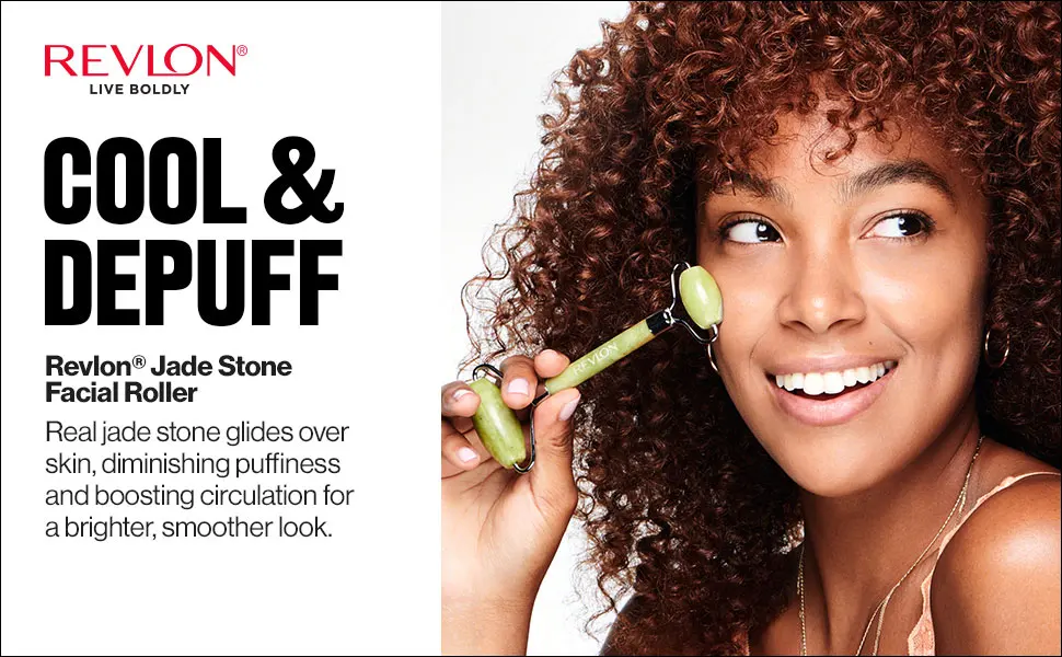 Revlon Facial Roller Natural Jade Stone 1 Roller - tool jade roller cool depuff self care beauty skincare wrinkles cooling stone routine