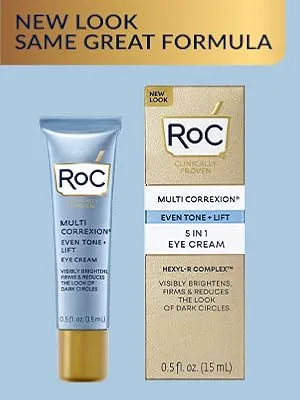 RoC Multi Correxion 5 in 1 Anti-Aging Eye Cream for Puffiness Under Eye Bags & Dark Circles Skin Care Treatment with Shea Butter - 5 Oz - New MC5in1 Look