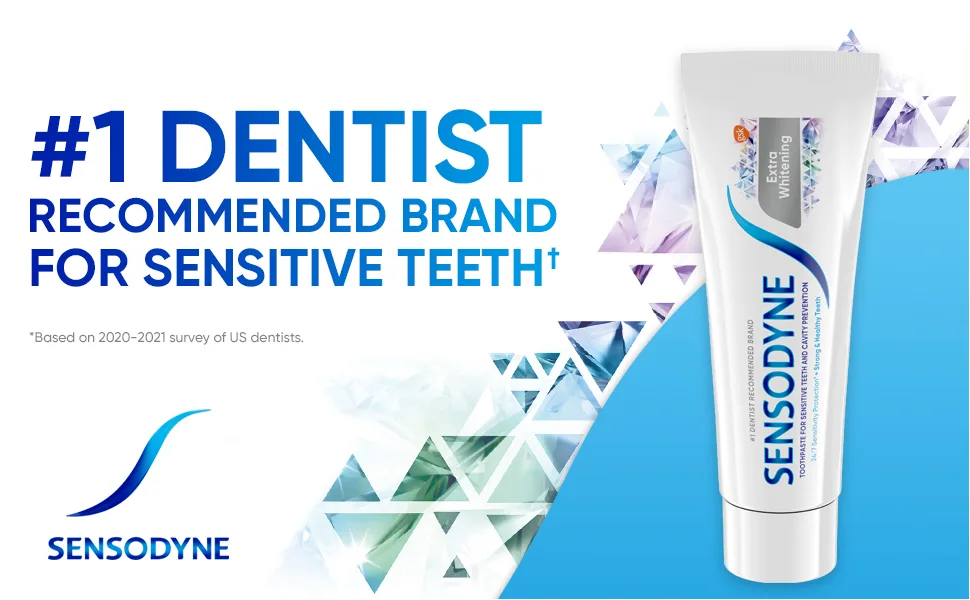 Sensodyne Extra Whitening Toothpaste with Fluoride Twin Pack 2 Tubes 4 oz (113 g) Each - #1 dentist recommended brand for sensitive teeth