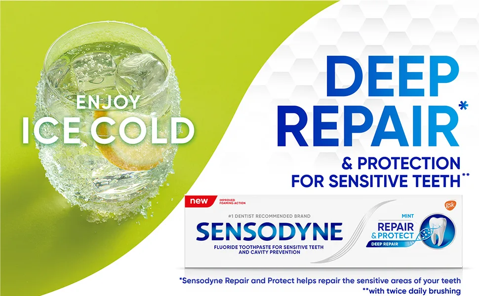 Sensodyne Repair & Protect Toothpaste with Fluoride 3.4 oz (96.4 g) - Sensodyne Repair & Protect Deep Repair and protection for sensitive teeth