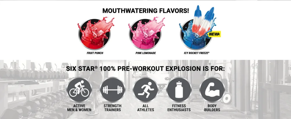 Six Star Pre-Workout Explosion Icy Rocket Freeze 7.41 oz (210 g) - Flavors