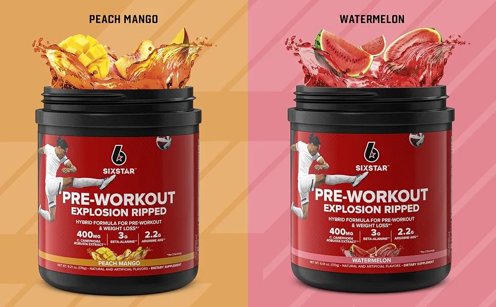Six Star Pre-Workout Explosion Ripped Watermelon 5.91 oz (168 g) - Unbeatable Flavor. Unbeatable Value.