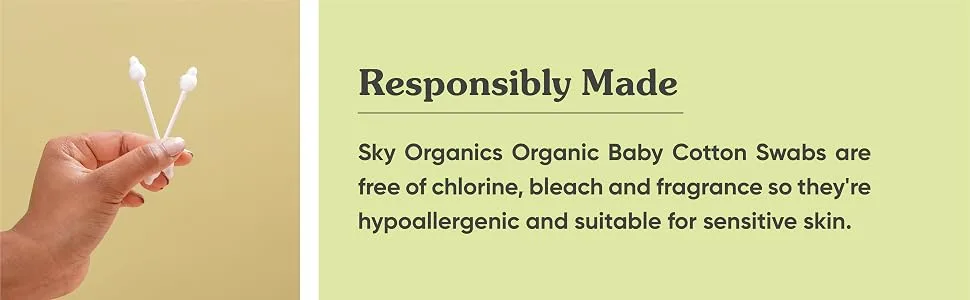 Sky Organics Baby Organic Cotton Swabs 60 Count - responsibly made