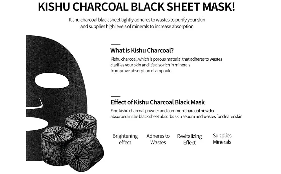 SNP Black Pearl Renew Black Ampoule Mask 10 Sheets 0.84 fl oz (25 ml) Each - charcoal sheet mask