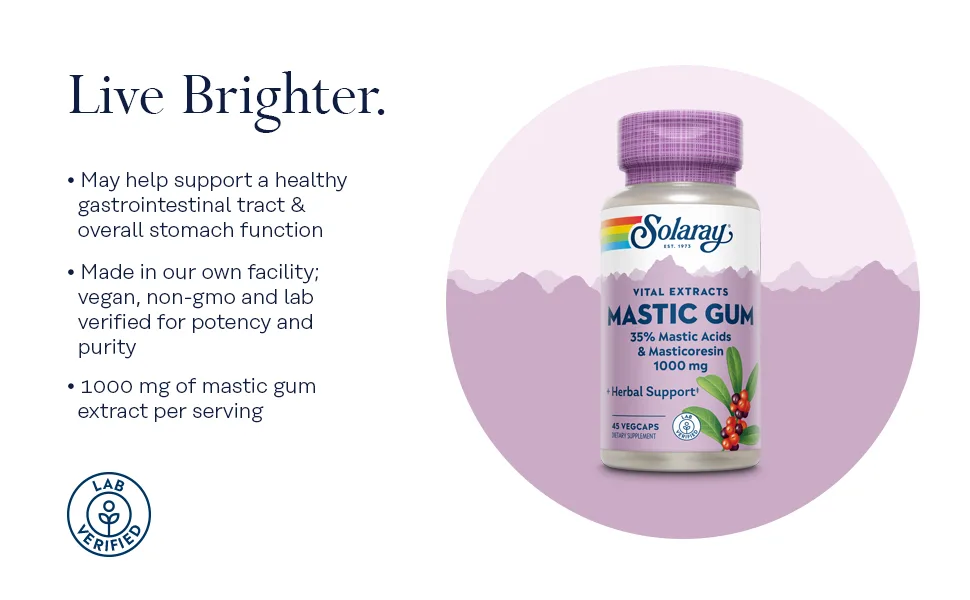 Solaray Mastic Gum Extract 1000 mg 45 VegCaps - Mastic Gum