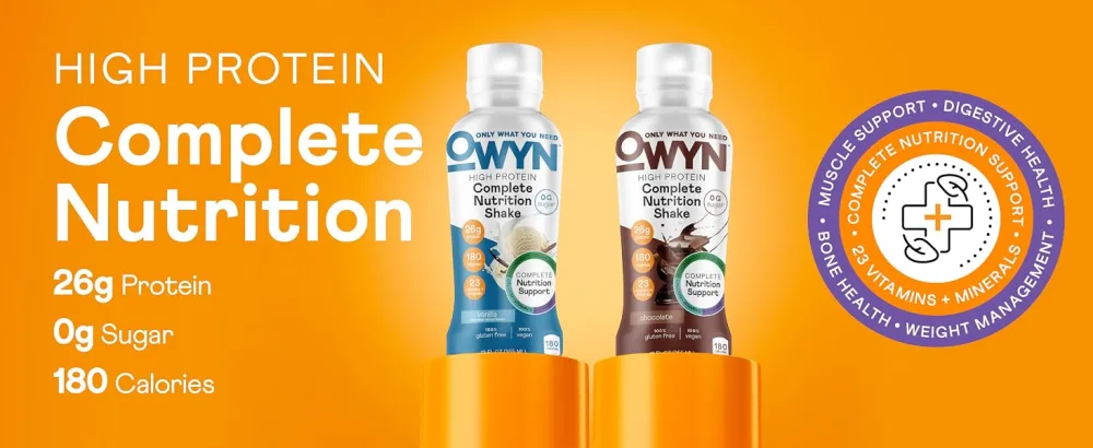 OWYN Only What You Need Protein Shake, High Protein Complete Nutrition Drink, Chocolate, 12 Fl Oz (12 Pack) - Only What You Need Plant Protein plant protein shake clean superfoods supplement vitamins minerals