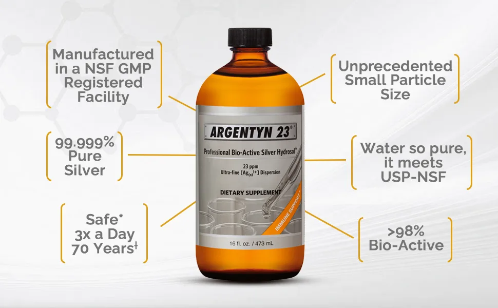 Sovereign Silver Argentyn 23  Professional Bio-Active Silver Hydrosol 16 fl oz (473 ml) - Argentyn 23 3