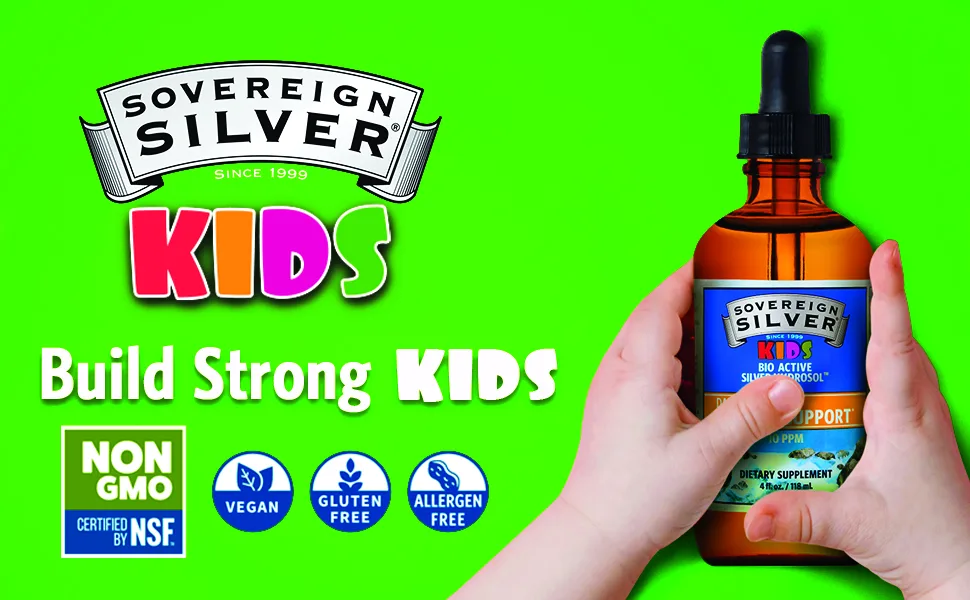 Sovereign Silver Kids Bio-Active Silver Hydrosol Daily Immune Support Spray Ages 4+ 10 PPM 2 fl oz (59 ml) - safe kids medicine
