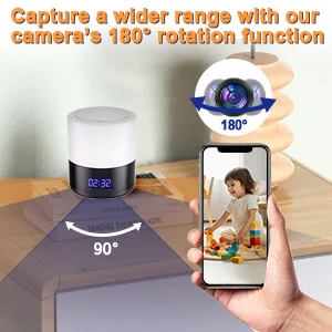Spy Camera Hidden Camera Bluetooth Speaker, Hidden Spy Camera with Video, 1080P Nanny Cam Hidden Camera with 180Â°Rotating Lens, WiFi Hidden Camera Clock Night Light with Night Vision, Motion Detection - portable camera security cameras wireless camera indoor small camera hidden hidden camera