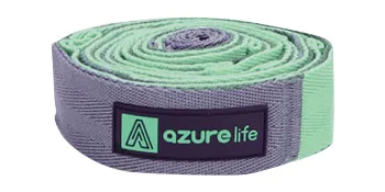 A AZURELIFE Premium Durable Cotton Stretch Non-Elastic Yoga Strap for Stretching - Green-12 loops - GREEN STETCH STRAP