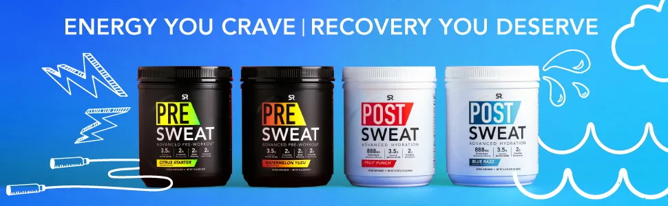 Sports Research Post-Sweat Advanced Hydration Blue Razz 16.4 oz (465 g) - creatine amino acids