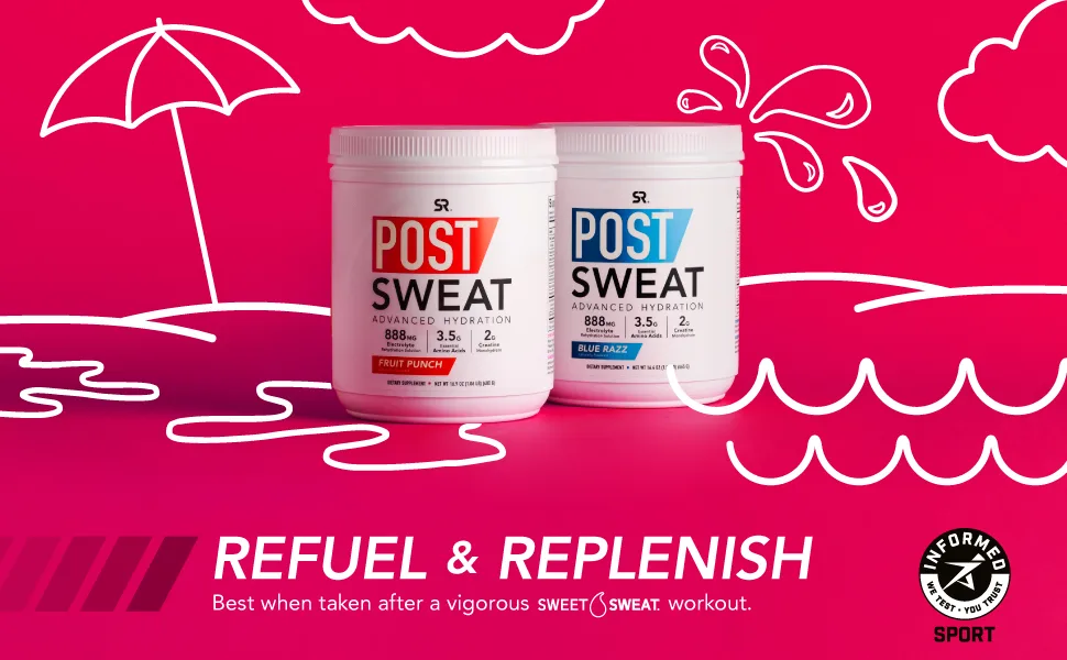 Sports Research Post-Sweat Advanced Hydration Fruit Punch 16.9 oz (480 g) - electrolyte amino acids